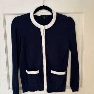 J. Crew Women's Navy and White Cardigan